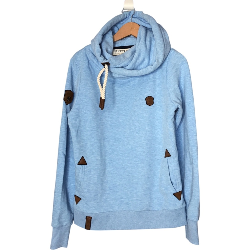 Large Naketano Light Blue Heavyweight Pullover Sweatshirt Cotton Blend Hoodie